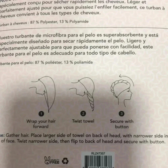 Hair Turban 2 pack quick dry suitable for all hair types - Picture 3 of 4